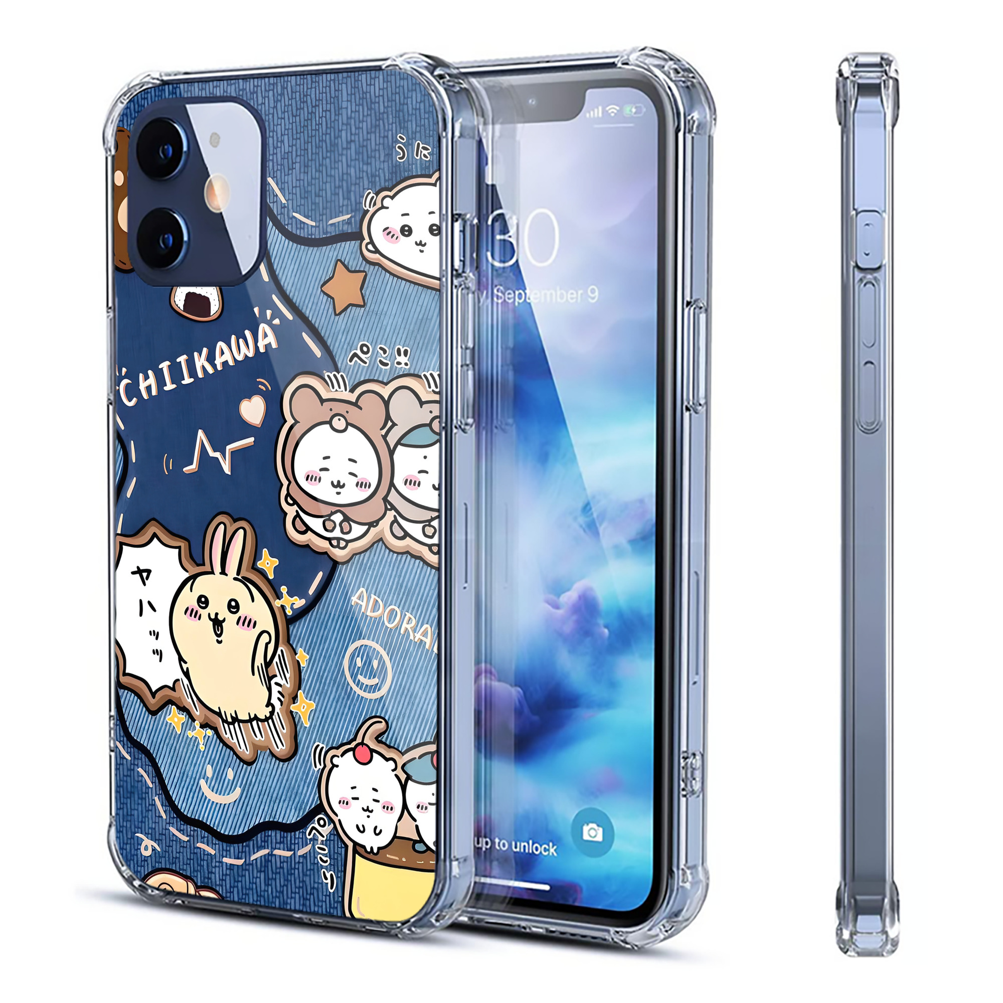 （画像用） ちいかわ Chii-kawa 【iPhone 12シリーズ対応】透明スマホケース（クリアソフトケース）